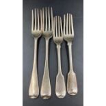 Four assorted silver forks (Approximate Total weight 236g)