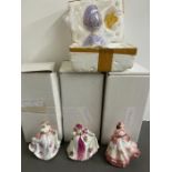 Three Limited edition Royal Worcester figures of ladies.