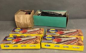 Four vintage Athearn train models along with track and a Dyke & Ward controller