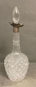 Silver collared cut glass decanter by Cooper Brothers & Sons Ltd