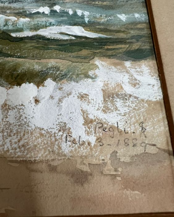 Two unframed watercolours both seascapes one signed Pegli 1889 the other by and unknown artist. - Image 3 of 4