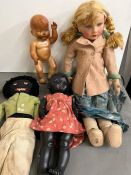 Four vintage dolls, various makers and years