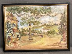 Walter Brown watercolour of a scene designed for the operetta Punchinello, signed by the artist with