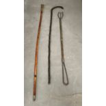A children's walking stick 1917 along with a swagger stick and a toasting fork