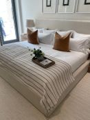 An Empire bespoke bed with raw linen headboard and inter locking zip mattress (New Show Home