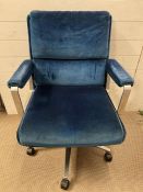An Antocks Lairn blue and velvet Mid Century 1970's swivel chair