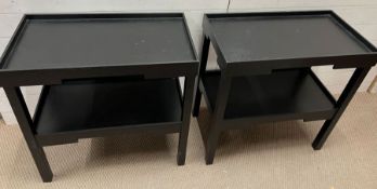 A pair of black OKA contemporary two tier bedsides 73cm x 39cm x 72cm