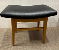 A Mid Century stool on teak tapering legs 62cm x 40cm x 50cm.