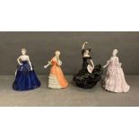 A selection of four Coalport figures to include: Flamenco, Madame de Pompadou etc