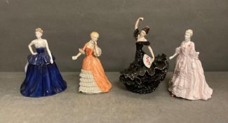 A selection of four Coalport figures to include: Flamenco, Madame de Pompadou etc
