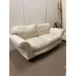 Two, two seater multi York sofas upholstered in white on castors (H90cm W210cm D100cm)