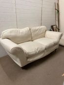 Two, two seater multi York sofas upholstered in white on castors (H90cm W210cm D100cm)