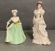 Two china figures Marie Antoinette by Franklin Porcelain and Amelia by Pauline Parsons.