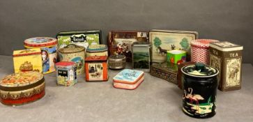 A large selection of vintage tins