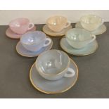 Five arc opal opalescent harlequin tea cups