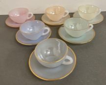 Five arc opal opalescent harlequin tea cups