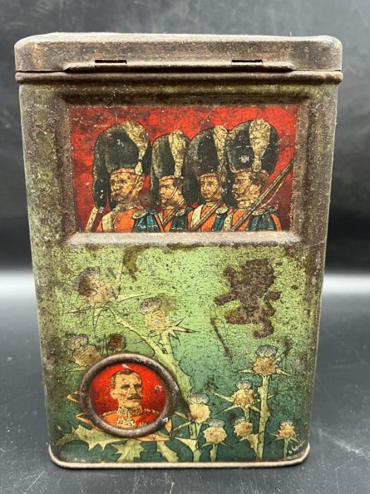 A vintage commemorative military biscuit tin possibly Boer War and a Champions of Liberty Cup - Image 16 of 18