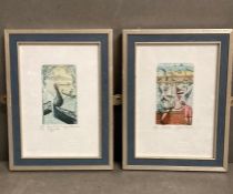 Two etchings by Glyn Thomas, limited edition signed lower right.