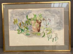 A still life watercolour by C S Green dated 1967