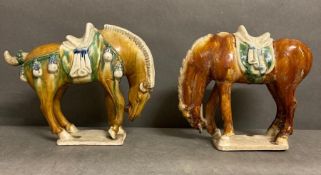 Two tang dynasty style ceramic horses AF