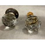 A pair of cut glass door handles pre 1939