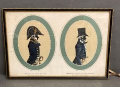 A framed print of Navy silhouettes a Physician 1805-1825 and a Midshipman 1795-1825 by John Mollo.