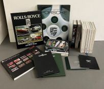 A selection of Porsche, Rolls Royce and other classic car books and memorabilia