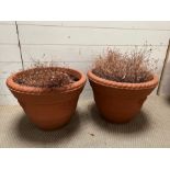 A pair of faux terracotta style planters