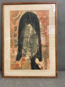 A signed impressionist print of a lady signed by Graham Davis 1963