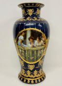 A blue and gilt vase H 36cm
