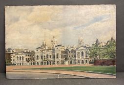 An oil on board of Horseguards parade signed by Jillian Sandlands