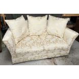 Two Damask upholstery two seater sofas (W170cm D88cm H76cmSH45cm and H80cm W187cm D90cm