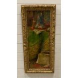 An Chinese inspired oil on canvas in a gilt frame