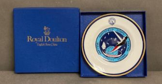 A commemorative Space Shuttle 'Discovery' plate, boxed, by Royal Doulton