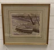 A watercolour of a river scene signed R C Caridine . Maidenhead 1926 (48cm x 43cm frame)