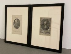 Two portrait prints, Dr Isaac Schomberg and Robert Johnson