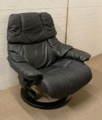An Ekornes stressless leather swivel reclining chair