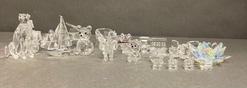 A selection of crystal figures to include Swarovski