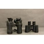 Two pairs of vintage binoculars, a pair of Taylor Hobson and a pair of Naval