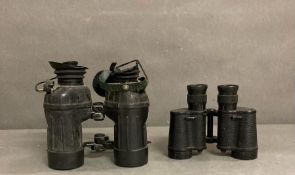 Two pairs of vintage binoculars, a pair of Taylor Hobson and a pair of Naval