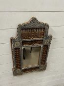 An inlaid mother of pearl Egyptian style wall mirror (41cm x 65cm)