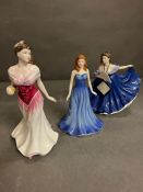 A selection Three Royal Doulton figurines, September Sapphire, For You and Elaine