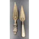 Two hallmarked silver trowel bookmarks