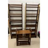 Wooden and cane stacking shelves in five parts/units (H88cm W64cm D28cm)