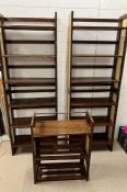 Wooden and cane stacking shelves in five parts/units (H88cm W64cm D28cm)