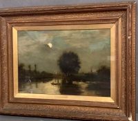 'On the River Yare' J Constable R.A. on the frame of this oil on canvas, signed bottom left J