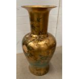 A large Chinese vase in gold with bamboo and floral detail (H97cm)