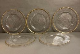 Five Kromer Zolnir gold rimmed glass plates