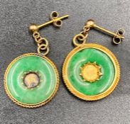 A Pair of Jadite earrings on 9ct gold