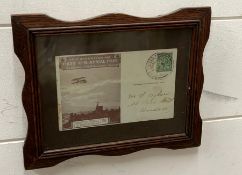A framed postcard, Coronation First Aerial post
